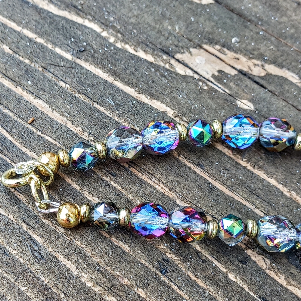 Aura geode druzy pendent necklace w/🔥polished glass beads w/ matching earrings - Picture 7 of 7